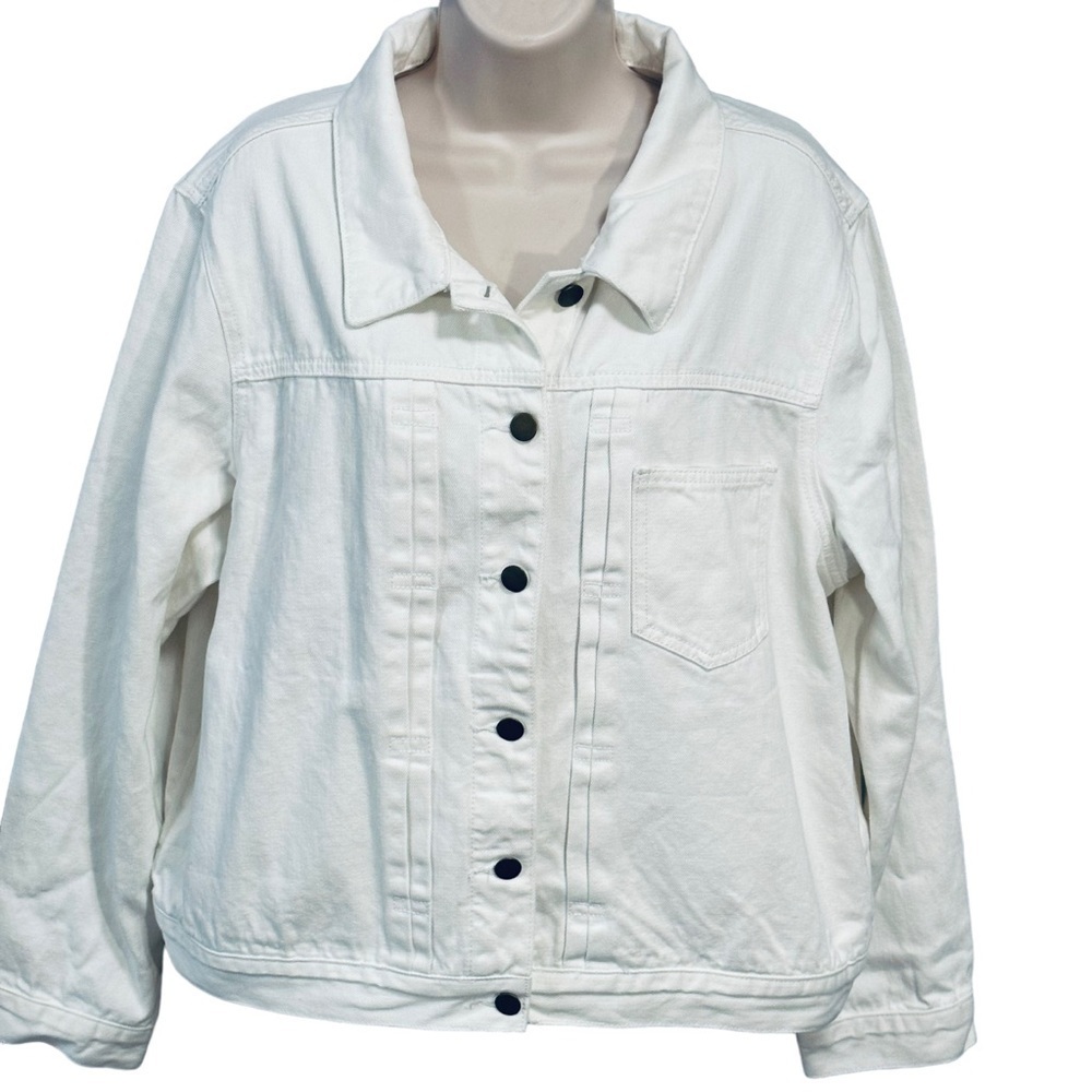 ✌️OUT✌️Pomander Place White Denim Jean Jacket Women’s XXL Cotton